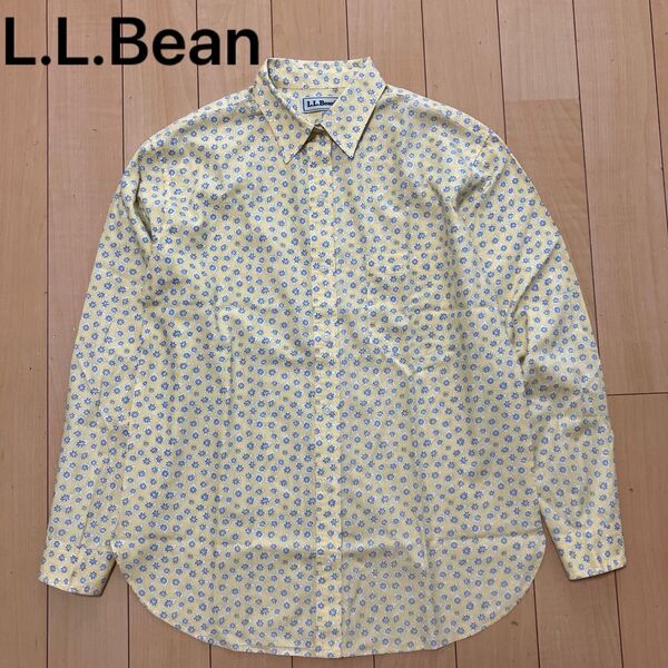 L.L.Bean エルエルビーン 長袖シャツ 花柄 総柄 イエロー レディース