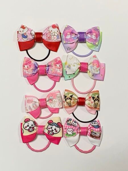 No.292 SALE ハンドメイドヘアゴム ミニサイズ バラセット③ キティ キキララ マイメロ クロミ ちいかわ