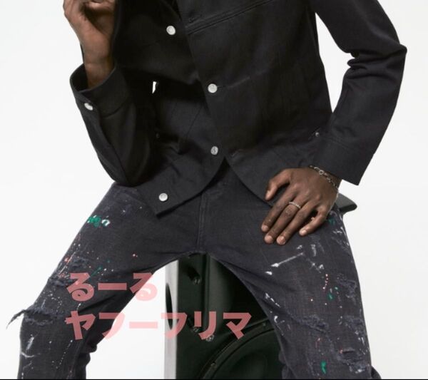 ペイント ZARA MAN ダメージ スキニー デニム 38 30 ストレッチ ジーンズ メンズ パンツ ブラック 黒