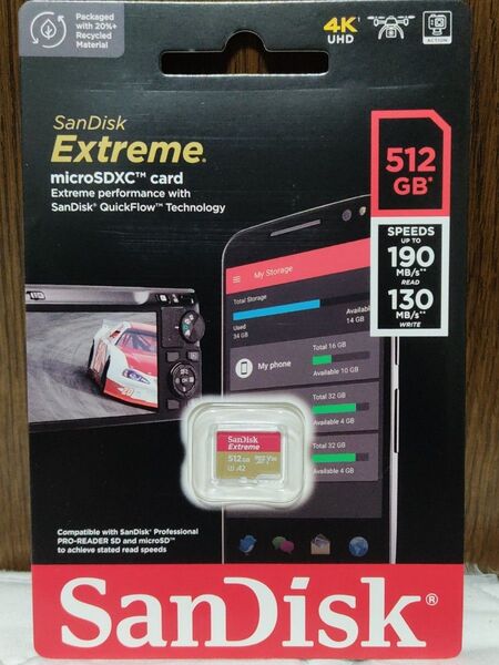 新品 1枚 SanDisk Extreme マイクロSDXCカード 512GB micro SD サンディスク 1個