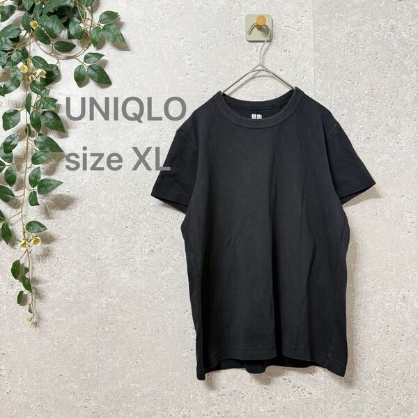 UNIQLO クルーネック コットンTシャツ XL 黒 大きいサイズ 半袖