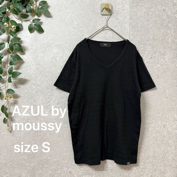 AZUL by moussy Vネック半袖カットソー Sサイズ 黒 シンプル カットソー