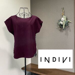 INDIVI インディヴィ カットソー チェック ゆったり
