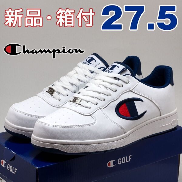 champion チャンピオン メンズ ゴルフシューズ ホワイト ネイビー 27.5cm 白 スニーカー スポーツ 靴 男性