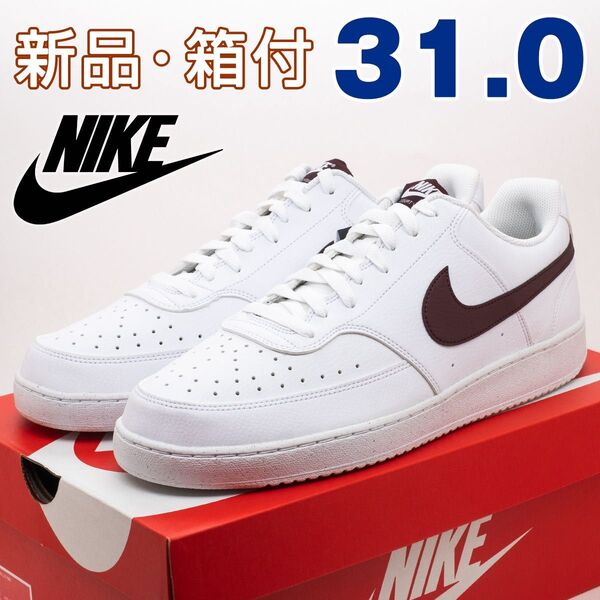 nike ナイキ メンズ スニーカー コート ビジョン 31cm ホワイト ワイン 白 赤 シンプル お洒落 大きいサイズ 靴
