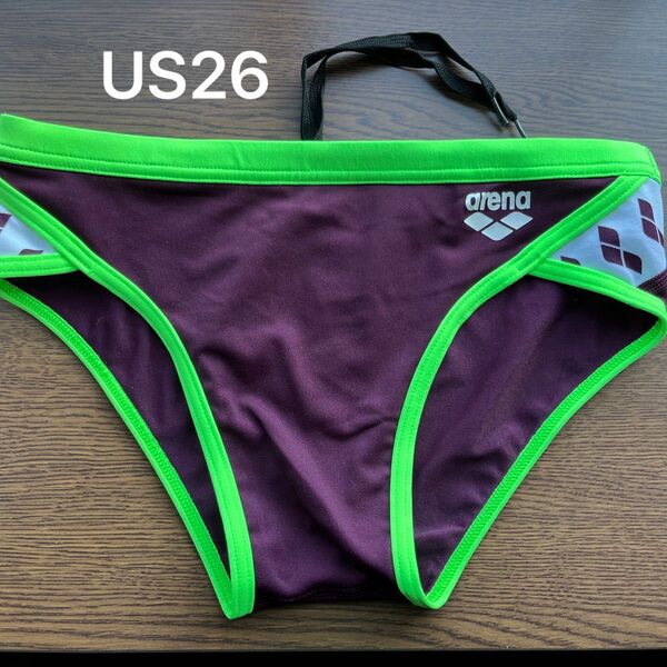 アリーナ メンズ 競パン Vパン 競泳水着 海外モデル チームストライプ US26 Mサイズ相当 美品 練習用