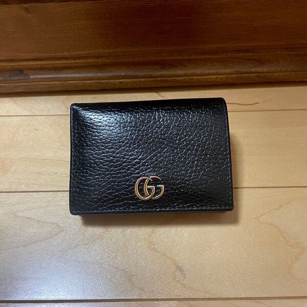 ○GUCCI グッチ レザー プチマーモント 二つ折り財布