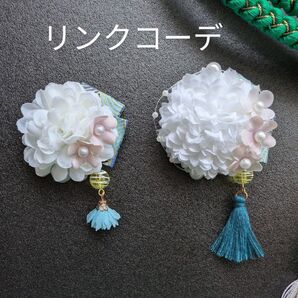 姉妹コーデ 髪飾り2個セット 髪飾り 和装 浴衣 着物 七五三 白 かんざし コサージュ 造花 子供 キッズ ヘアクリップ