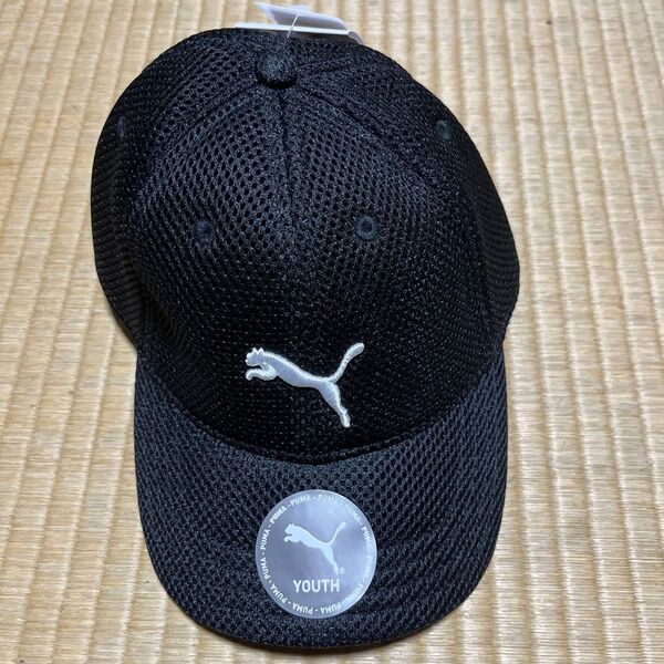 タグ付き PUMA キッズ 帽子 トレーニング キャット ロゴ キャップ 黒 51-54cm 02611901