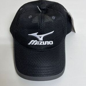 タグ付き mizuno キッズメッシュキャップ ブラック グレー 52-56センチ