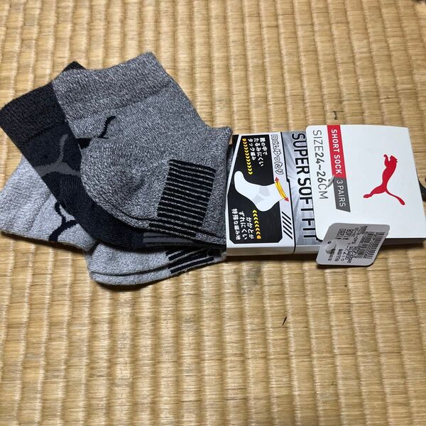 タグ付き PUMA メンズソックス 24〜26㎝ 春・秋向き 口ゴムゆったり やわらか素材 薄め