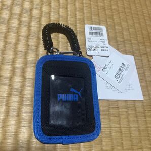 タグ付き プーマ カードケース PUMA アクティブ カードホルダー コイルチェーン付 定期入れ パスケース ブラック×ブルー