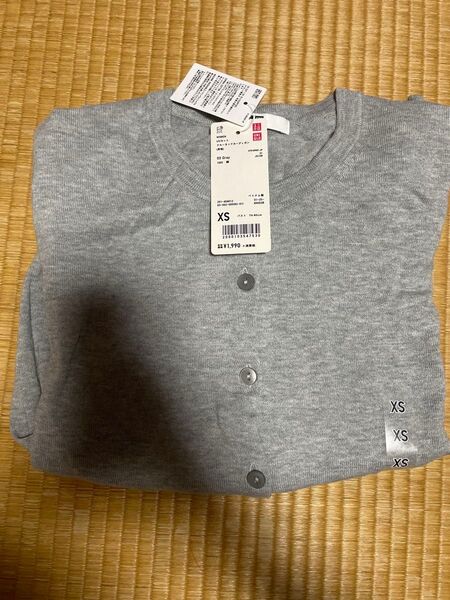 ユニクロUVカットクルーネック カーディガン グレー XS