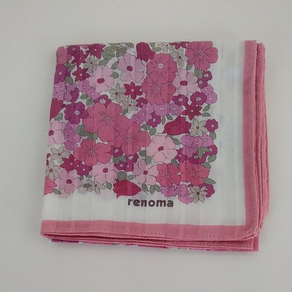 renoma ハンカチ ピンク 花柄 未使用に近い