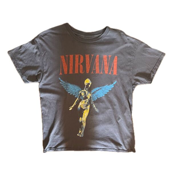 NIRVANA ニルヴァーナ イン・ユーテロ/グラフィックTシャツ バンドTシャツ/グレー/プリント ヴィンテージ/古着/M