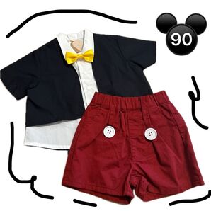 ミッキー 上下セットアップ 90 記念写真 ディズニーコーデ ベビー服 プレゼントにも オススメ 即日発送 ミッキーマウス 衣装