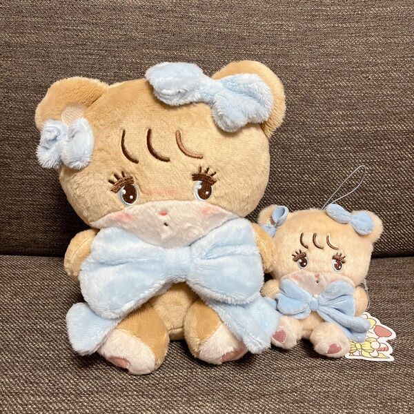 mikko characters 抱きしめおリボンぬいぐるみ マスコット ラテ 2点セット