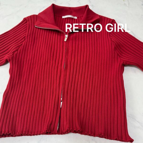 RETRO GIRL レトロガール 赤 ダブルジップ トップス 半袖 サイズ: free