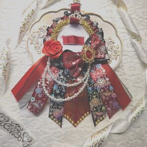 ロゼット ロゼッタ 赤 ハンドメイド 黒 即購入可