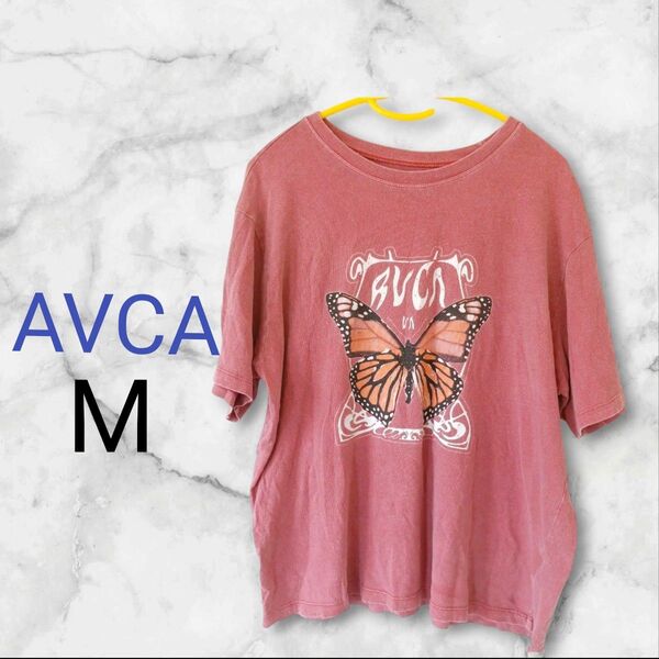 AVCA ルーカ【M】 蝶々Tシャツ レッド系 古着 Tシャツ 半袖 90s 00s プリント 古着卸 ストリート アメカジ