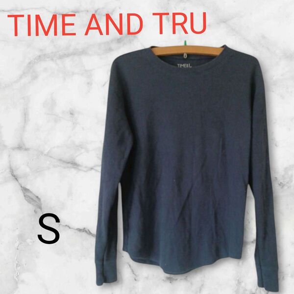 TIME AND TRU【S 】長袖tシャツ ネイビー Tシャツ カットソー ロンT 長袖