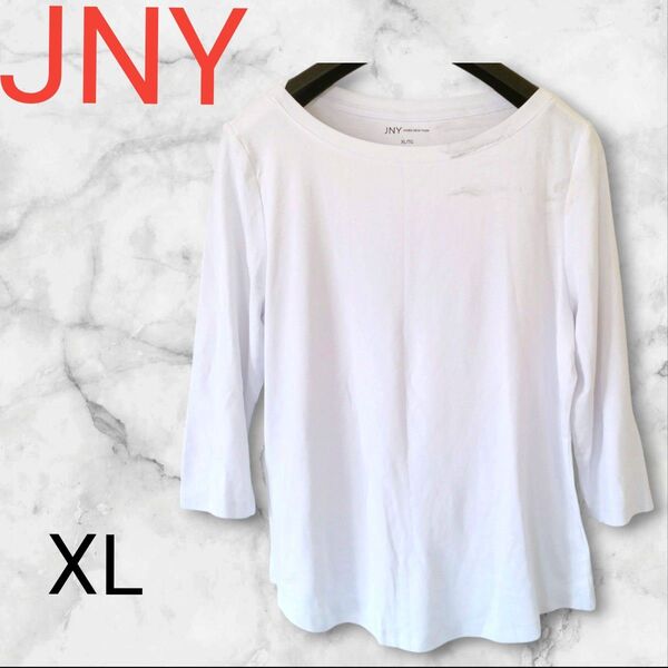 JNY【XL】 七分袖Tシャツ ホワイト Tシャツ カットソー トップス レディース 長袖
