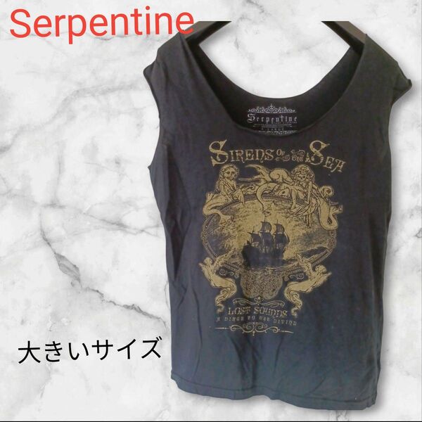 Serpentine 【大きいサイズ】ノースリーブ カットソー タンクトップ Tシャツ グレー 古着卸