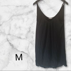 リブキャミソール 【M】ブラック ワンピース タンクトップ キャミソール キャミソールワンピース ノースリーブ