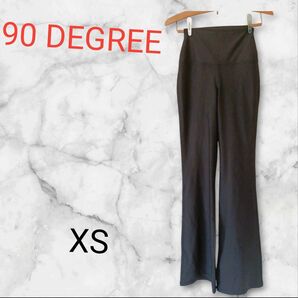 90 DEGREE【XS】フレアパンツ ブラック ボトムス パンツ 黒 スラックス ウエストゴム 古着 海外