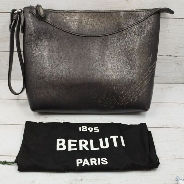 【中古品】BERLUTI ベルルッティ クラッチバッグ セカンドバッグ レザー ブラック