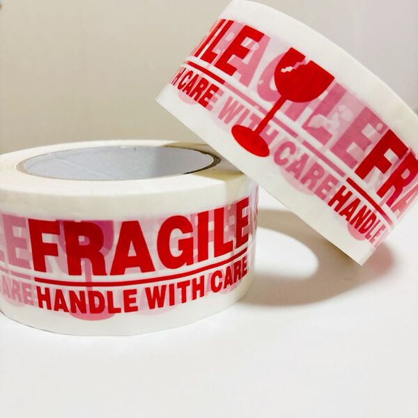 梱包用テープ/oppテープ 2巻 FRAGILE フラジール プリントパッキングテープ