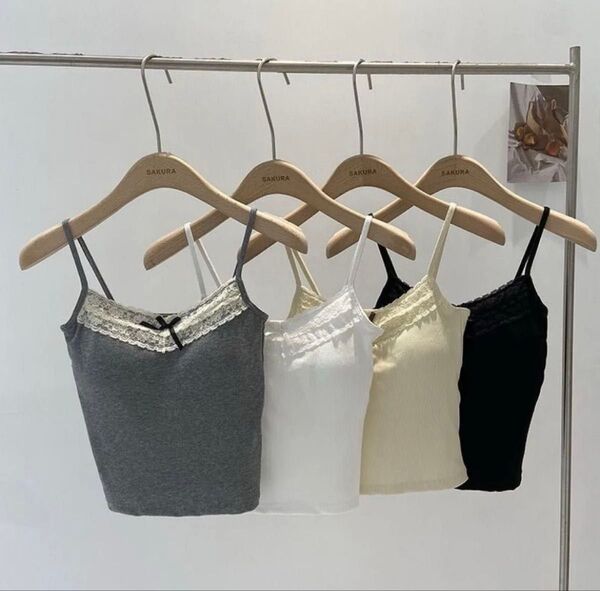 新品カップ付きリブキャミソール 2点セット