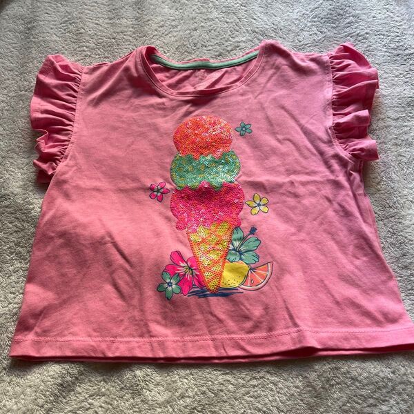女の子 半袖Tシャツ アイスクリーム柄 ピンク 120cm