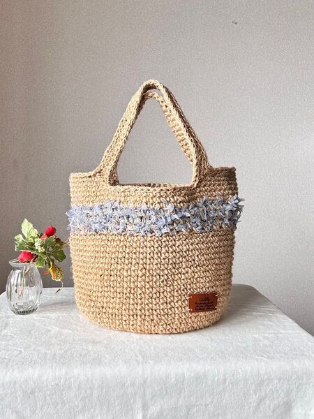 麻紐バッグ 麻ひもバッグ ハンドメイド グラニーバッグ かごバッグ