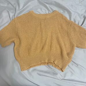半袖ニット ショート丈 イエロー