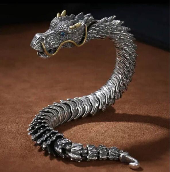 B-14.シルバー ドラゴン ブレスレット 龍 喜平 立体的 干支 辰 年男