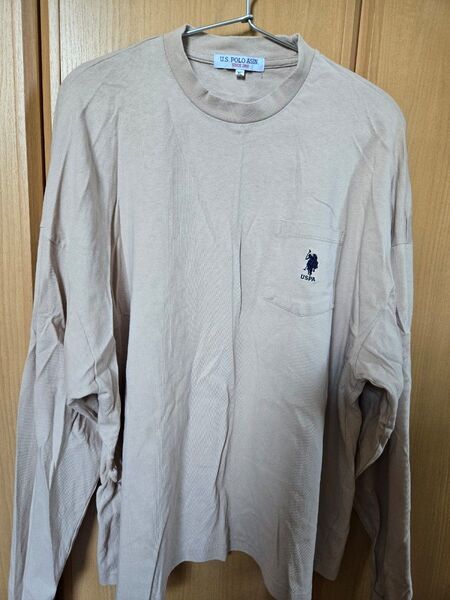 U.S.POLO ASSN Tシャツ ロングスリーブ 長袖 オーバーサイズ 古着 XL ベージュ ユニセックス USPA
