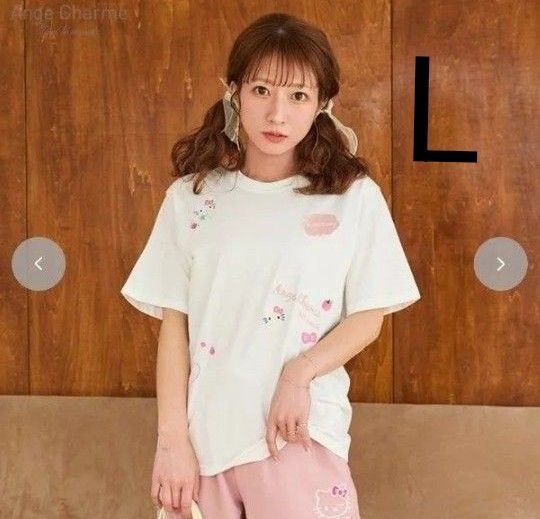 辻希美 ハローキティ 刺繍 Tシャツ L