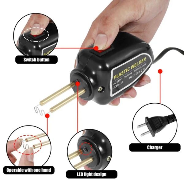 【新品】小型プラスチック溶接機 100W ステンステープル 200個セット 電動溶接機