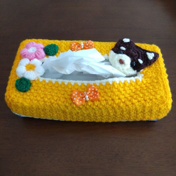 ハンドメイド☆ボックスティッシュケース☆ティッシュカバー☆あみぐるみ☆かぎ針編み