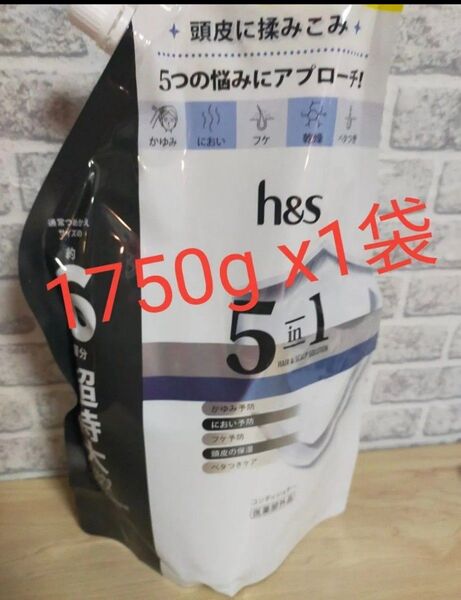 h&s 5in1 コンデイショナー 1750g 詰替超特大 フケ・かゆみ・べたつき・乾燥・ニオイ などの家族の頭皮悩みに