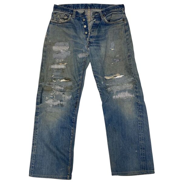 60s Levi's 501 Big E ヴィンテージ ジーンズ ボロ ジャンク デニムパンツ リーバイス レインボーステッチ