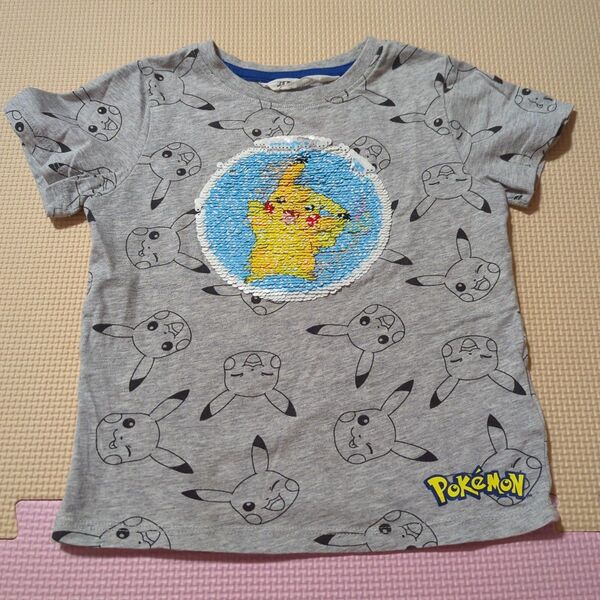 ポケモン ピカチュウ ヒトカゲ Tシャツ 100 110 男の子 女の子 半袖 スパンコール 総柄