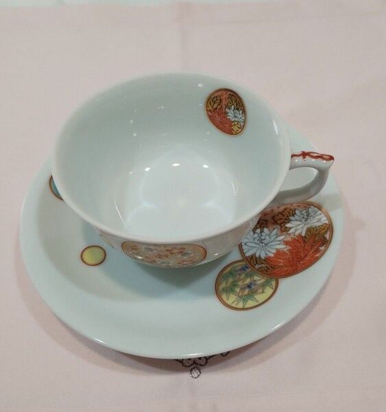 深川製磁 寿赤絵 ティーカップ&ソーサーセット