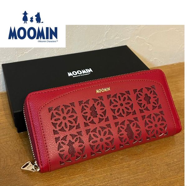 【新品】MOOMIN ムーミン レザー調長財布 レッド リトルミイ スナフキン 北欧 札入れ