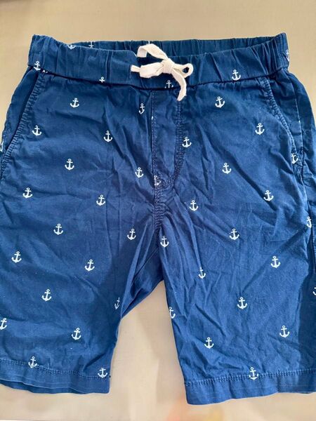 H&M 120cm ハーフパンツ エイチアンドエム イカリ柄 綿100% 紺