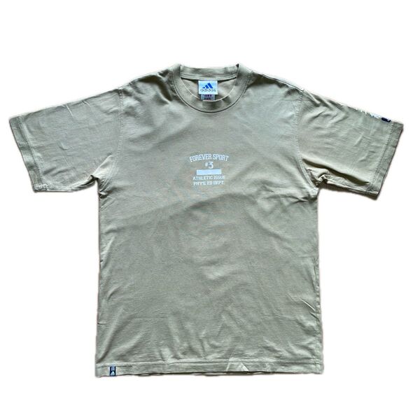 Tシャツ adidas アディダス パフォーマンスロゴ 三本線 ベージュ Mサイズ 00s 90s 万国旗 古着