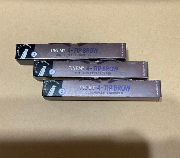 TINT MY 4-TIP BROW QUADRUOLEEYEBROWPEN アイブロウ(ダークブラウン)5g 3個