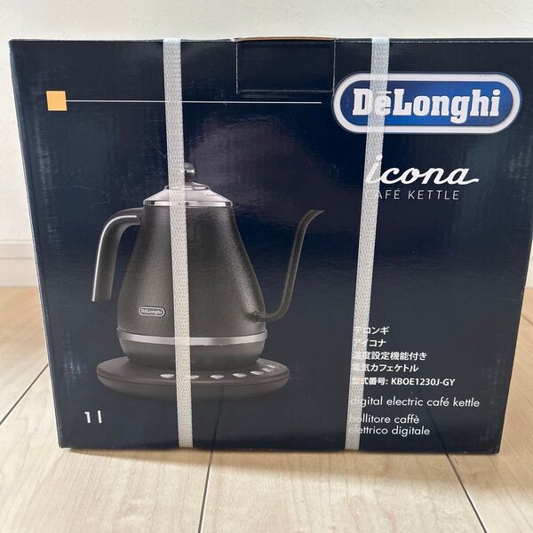 【未開封品】De'Longhi (デロンギ) 電気カフェケトル アイコナ KBOE1230J-GY 温度調整機能付き 1.0L