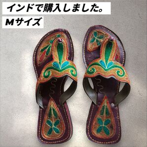 インドで購入【トングサンダル】夏物レディース レディースサンダル 刺繍 Mサイズ おしゃれサンダル